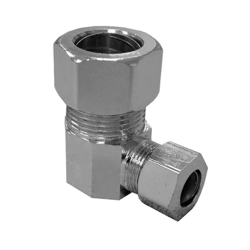 5/8" x 3/8" 90 Chrome Plated Compression Elbow, Lead Free