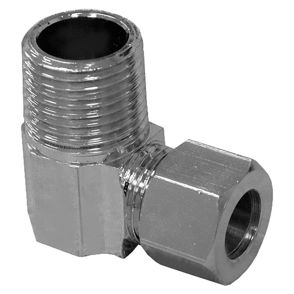 3/8" x 1/2" 90 Chrome Plated Compression x Male Elbow, Lead Free