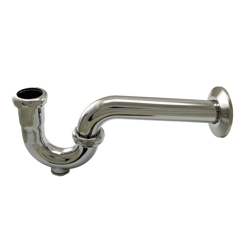 1-1/4" Chrome Plated Brass P-Trap with Shallow Escutcheon with Cleanout 20 Gauge