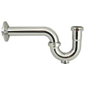 1-1/4" Chrome Plated Brass P-Trap with Shallow Escutcheon with Cleanout 17 Gauge
