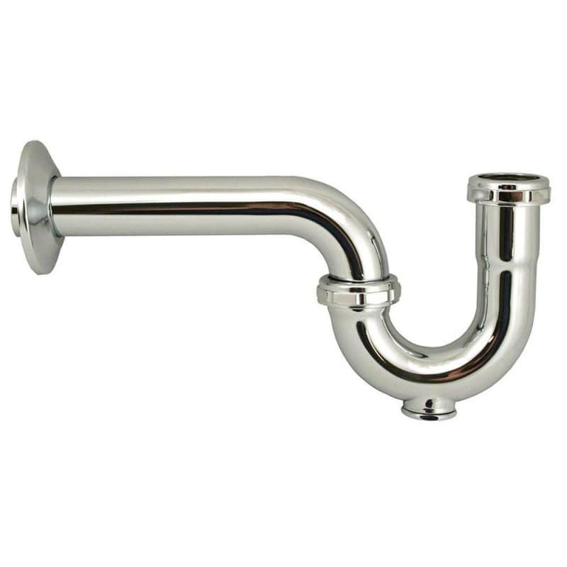 1-1/2" Chrome Plated Brass P-Trap with Shallow Escutcheon with Cleanout 17 Gauge