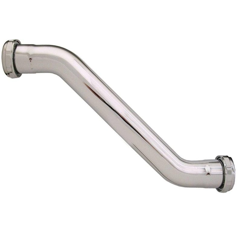 1-1/4" x 12" Chrome Plated Brass Slip Joint Double Offset 22 Gauge