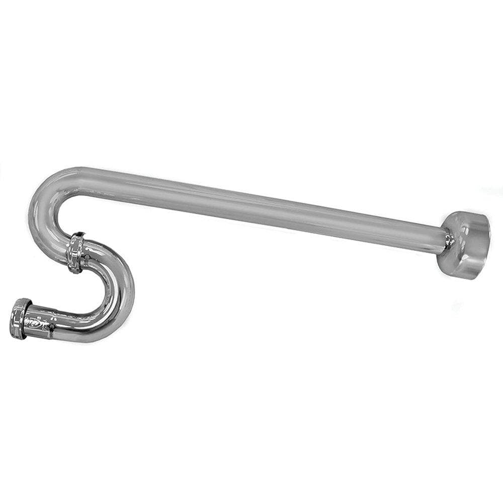 1-1/4" Chrome Plated Brass S-Trap 17 Gauge