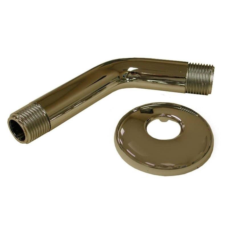 6" Chrome Plated Shower Arm with Stainless Steel Flange