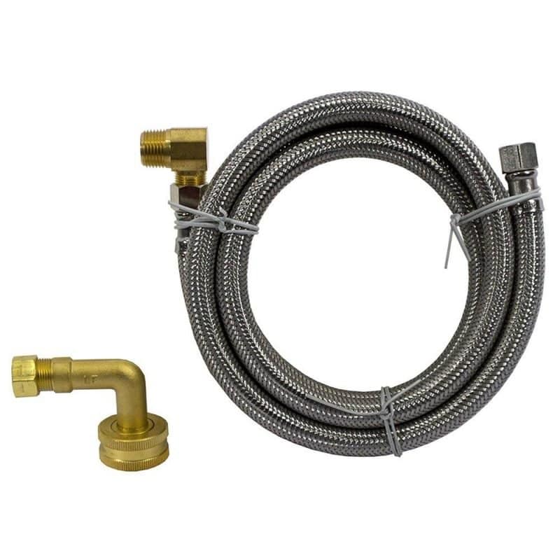 3/8" OD x 3/8" MIP x 60" Stainless Steel Dishwasher Connection with Garden Hose Fitting and 90