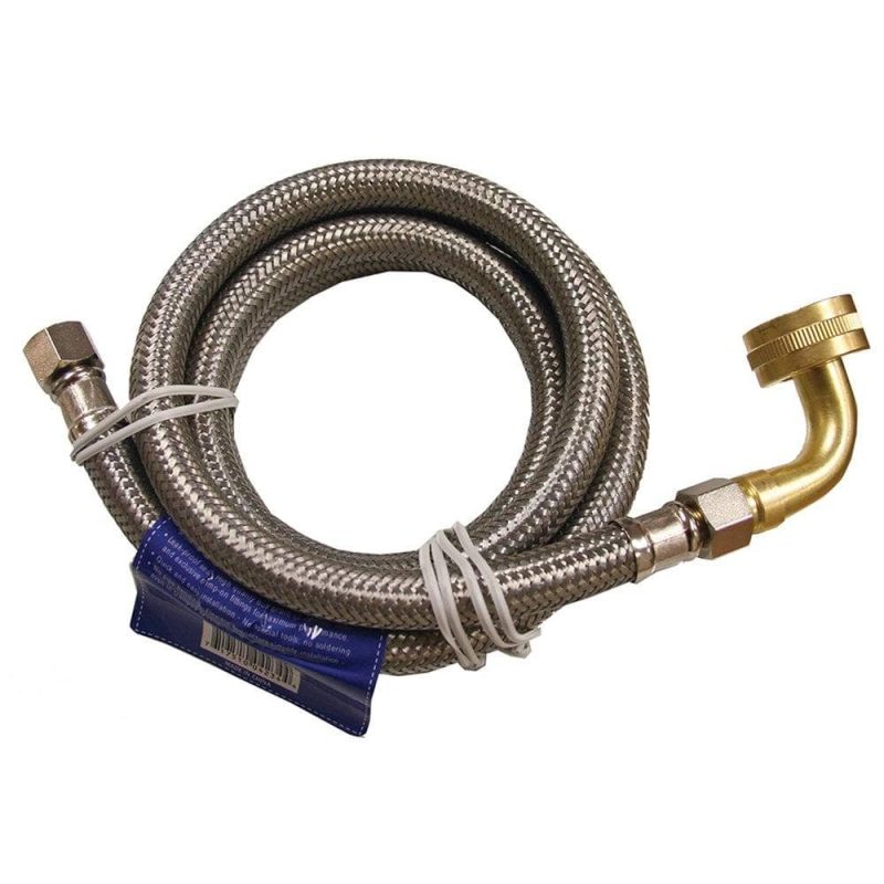 3/8" OD x 3/8" MIP x 72" Stainless Steel Dishwasher Connection with Garden Hose Fitting and 90
