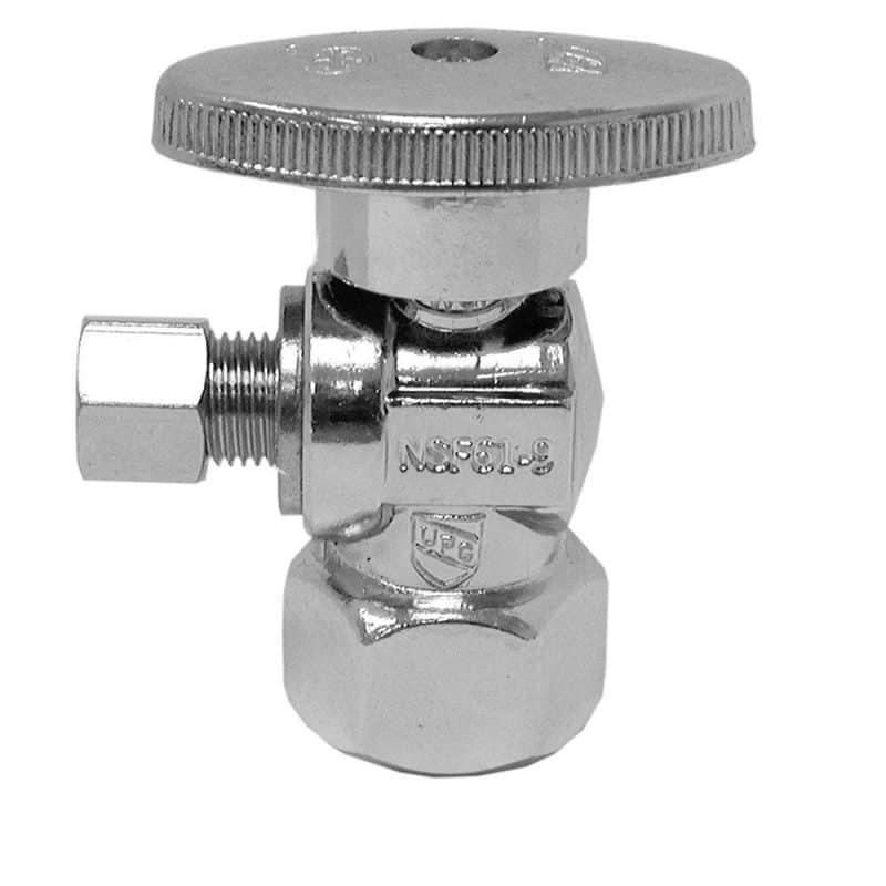 1/2" FIP x 1/4" OD Chrome Plated Quarter Turn Supply Stop, Angle