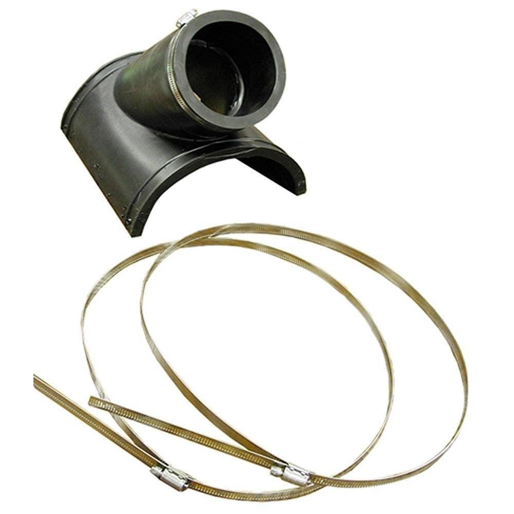 Flexible PVC Saddle Fitting, Wye Pattern, 4" Plastic - 12" Clay Saddle x 4" Schedule 40 Cast Iron or SDR35 Inlet