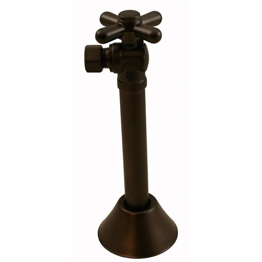 Oil Rubbed Bronze Quarter Turn Angle Stop with 5" Sweat Extension and Escutcheon