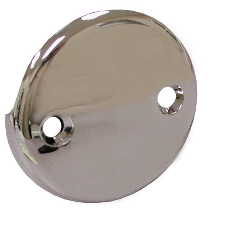 EZ-FLO Chrome Overflow Face Plate - Two-Hole Design, Zinc Construction, Easy Bathroom Sink Or Tub Replacement