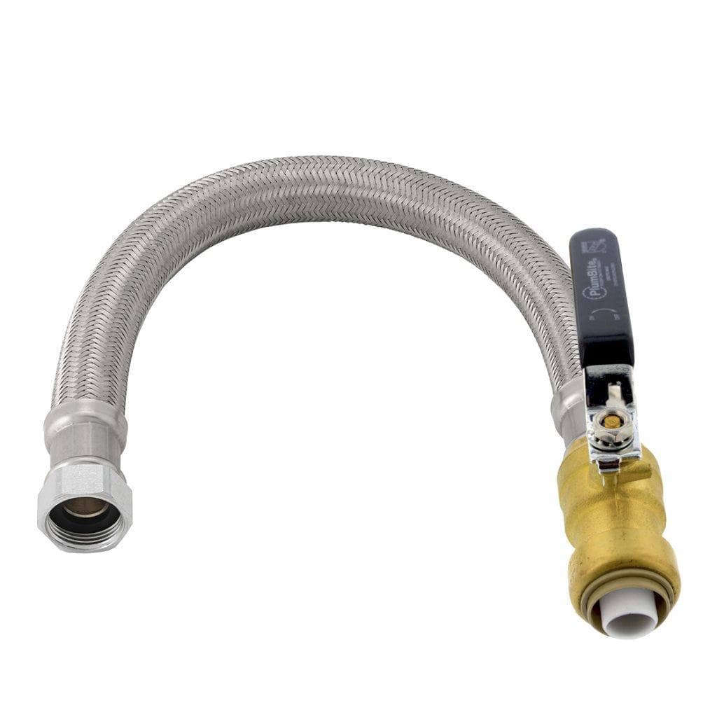 3/4" x 3/4" FIP x 18" (Bagged) PlumBite Push On Water Heater Connector with Ball Valve