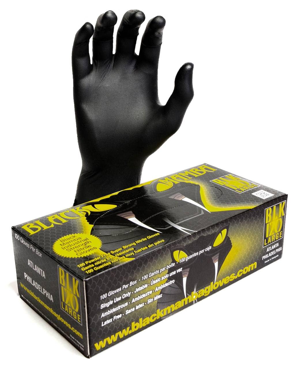 XL Black Mamba Super Strong Heavy Duty Disposable Nitrile Gloves pack of 100 