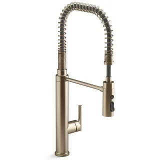 K24982-BV KOHLER Purist Commercial Kitchen Faucet with 3-Function Pull Down Sprayer, Vibrant Brushed Bronze