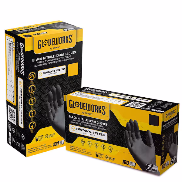GWBEN48100 Gloveworks Black DOUBLE XL Nitrile gloves - 100 per box - 6 Mil - 2XL